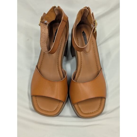 Torrid Ankle Strap Block Heels 12WW Tan Dressy High Heeled Open Toe Sandal - Picture 6 of 11